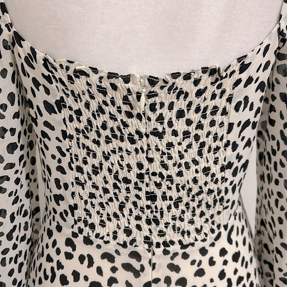 Reformation Shelby Dress Ocelot White Black Polka Dot Slit Bustier New Size 6 - Picture 11 of 14